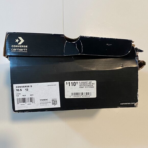 Carhartt WIP x Fastbreak Pro Cons Mid 'White Black' Size 10.5 New In Box - Picture 9 of 12